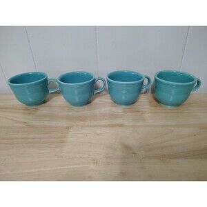Fiesta ware Tea Cups Coffee Mugs Set/Lot of 4 Teal Blue Homer Laughlin Set